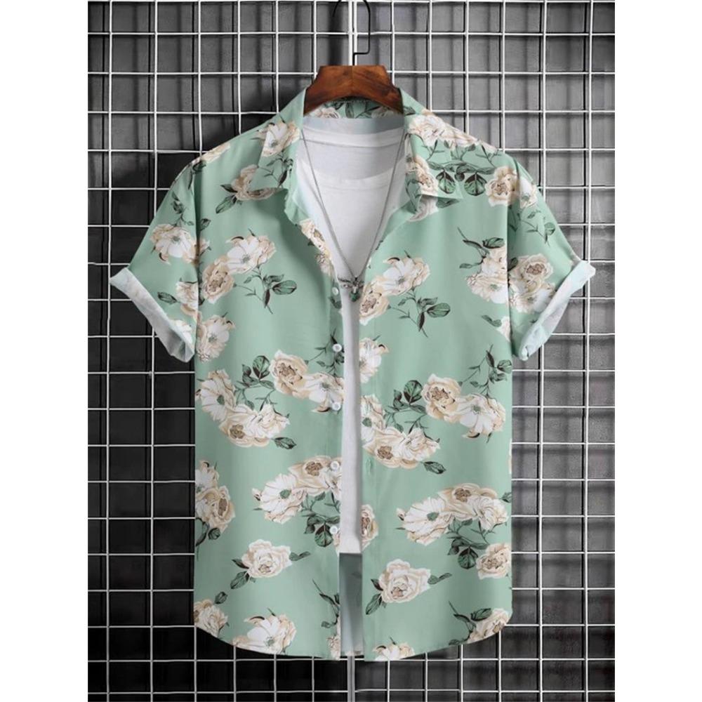 Summer Hawaiian Flower 3D Shirt Plant Printed Men s Clothing Street Loose 3XL Men s Top Trendy Beach Party Social Clothing Tops S