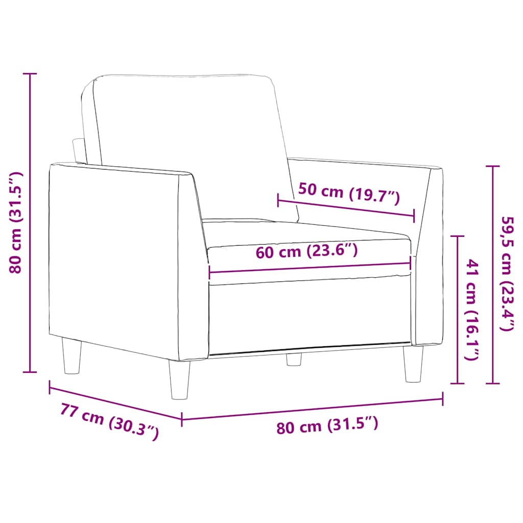 Armchair Gray 60 Cm Synthetic Leather