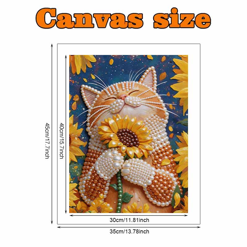 DIY The Cute Orange Cat Pearl Diamond Art Kits Without Frame 30x40cm Gem Art Diamond Painting Kits for Adults/Beginners Gift Idea Home Wall Decor
