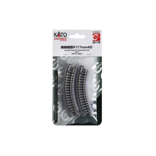KATO N Gauge Unitrack Compact Curved Track, R117-45, Set of 4, 20-176, Model Railroad Supplies