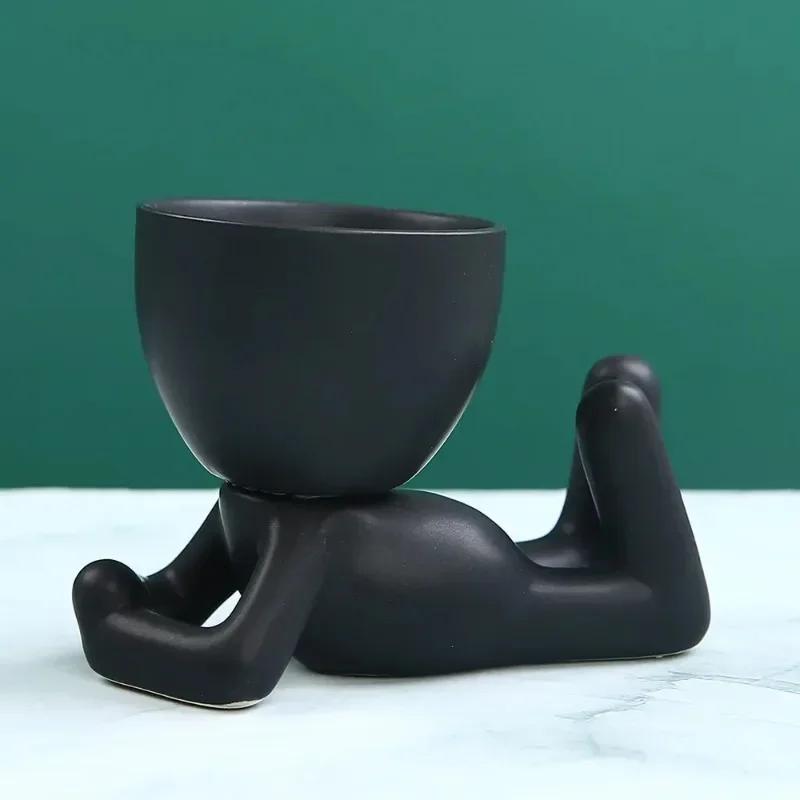 Nieuwe Scandinavische Keramische Kleine Figuur Bloempot Succulentenplantenbak Creatieve Kantoor Bureau Ornamenten Huisdecoratie Plantenbak