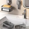 Strong Suction Cup Soap Holder: No Punching Double-Tier Organizer with Drain Tray for Bathroom Essentials | Easy To Clean