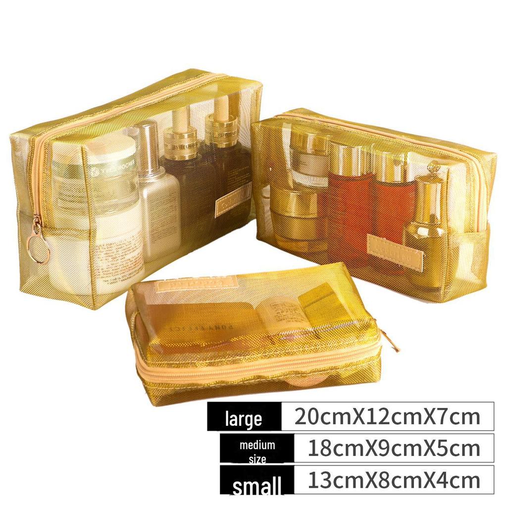 Korean Mini Mesh Travel Cosmetic Bag Set - Cute, Portable, Simple Storage Solution