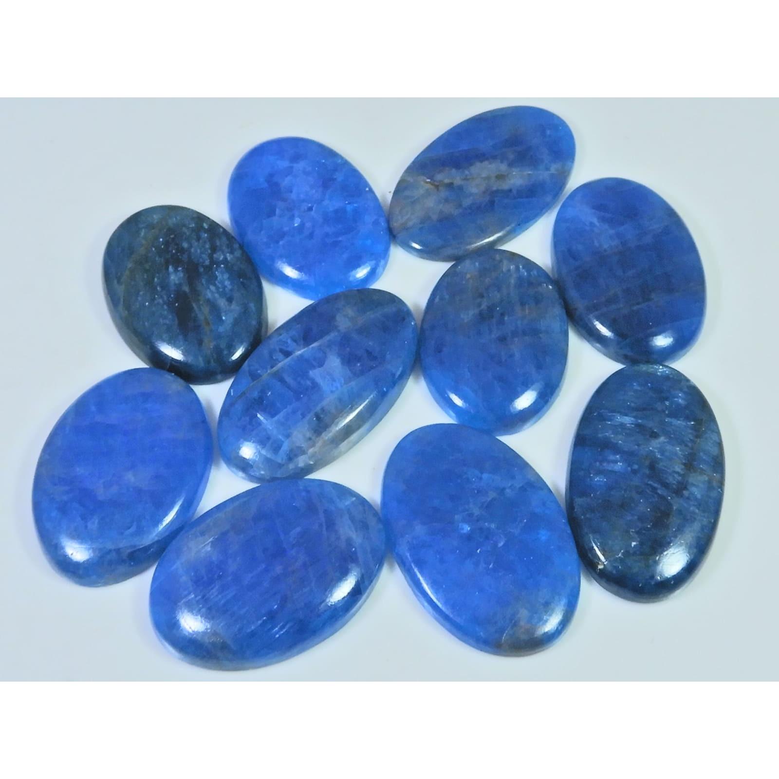 10Pcs Natural Blue Apatite Oval Shape Cabochon Loose Gemstone 320Cts. Lot C-2435