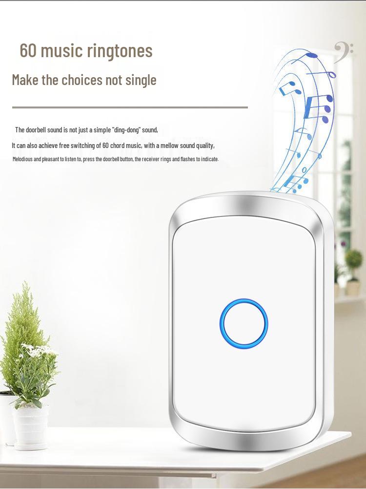 Wireless Waterproof Battery-Free Doorbell with Long-Range Remote for Home and Elderly Users