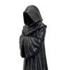 3D Printed Hooded Robe Ornament, Matte Black Faceless Monk Figurine, Gothic Style Sculpture, for Halloween Indoor Outdoor Decor