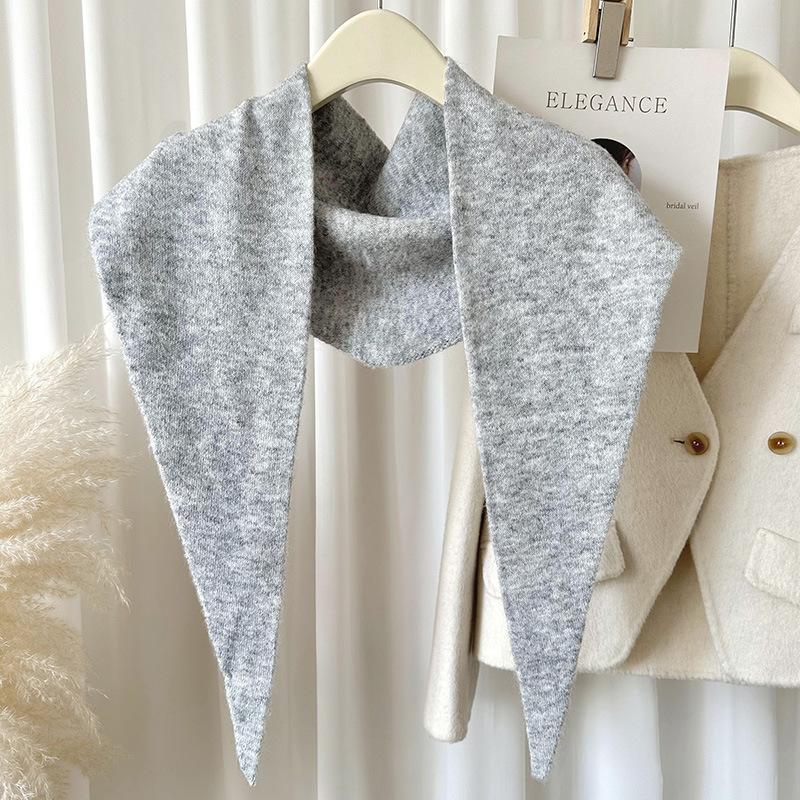 New solid color knitted triangle scarf for women versatile autumn and winter warm decoration neck protection scarf and shawl