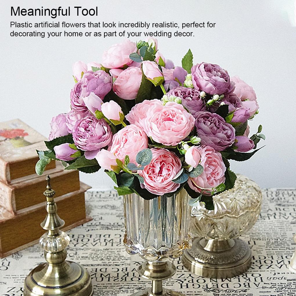 Bouquet di Fiori di Seta di Rosa Artificiale Rose Finte Fiori Real Touch per Festa Matrimonio Hotel Composizioni Ornamenti