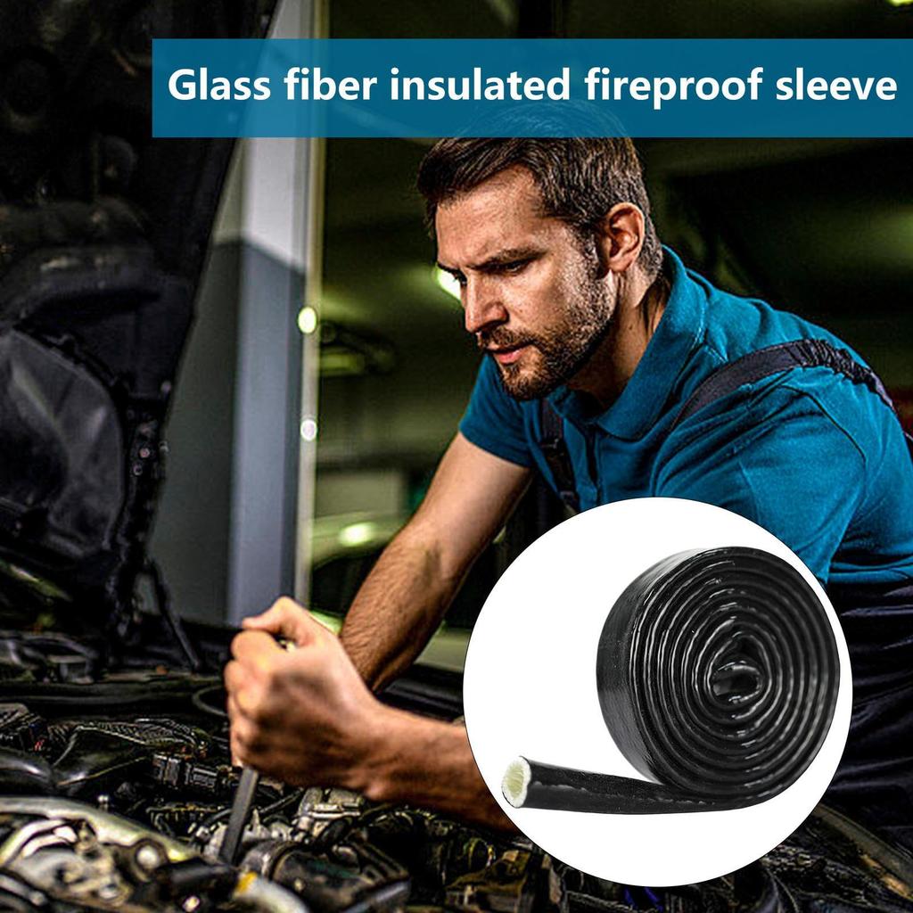 Automotive Heat Protection Sleeve - Fiberglass Wire Cover, Heat Resistant Hose Shield, Electrical Cable