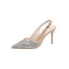 Korean version of bag head back empty sandals women's high heels 2025 spring and summer new color matching pointed heel large size women's shoes