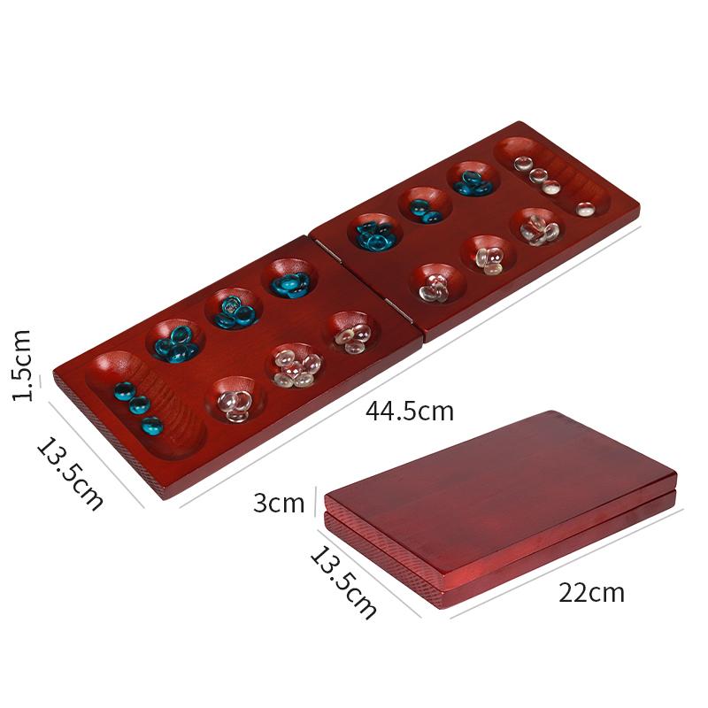 Chestnut Pine Foldable Mancala Board Game - Fun Classic Table Game with Wooden Board for Adults & Kids