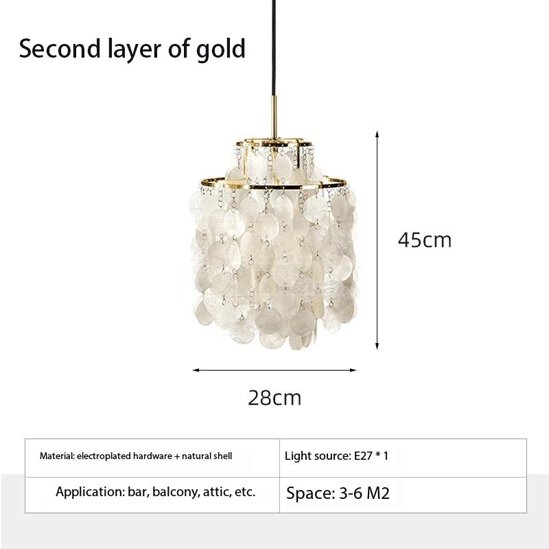 Romantic Led Shell Chandelier Modern Simple Pendent Lamp Natural Shell Wind Chime Lamp Villa Restaurant Suspended Hanging Lamp