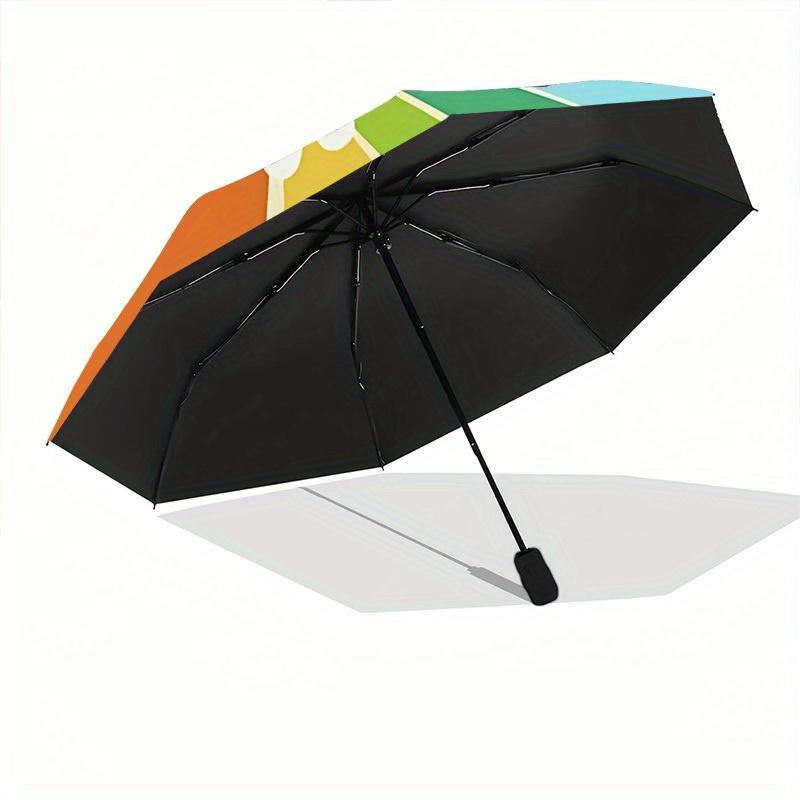 1pc Fruit Wheel Automatic Open/close Folding Compact Umbrella, 8-Rib Sturdy Canopy, Lightweight Portable, Everyday Use, Gift, Outdoor Umbrella, Travel