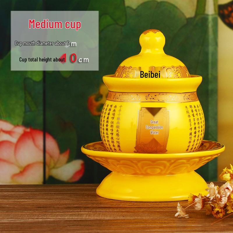 Keramische Opferbecher für Buddha, Guanyin und den Gott des Reichtums - Klein, Perfekt für Weihwasser und zum Anziehen von Reichtum.