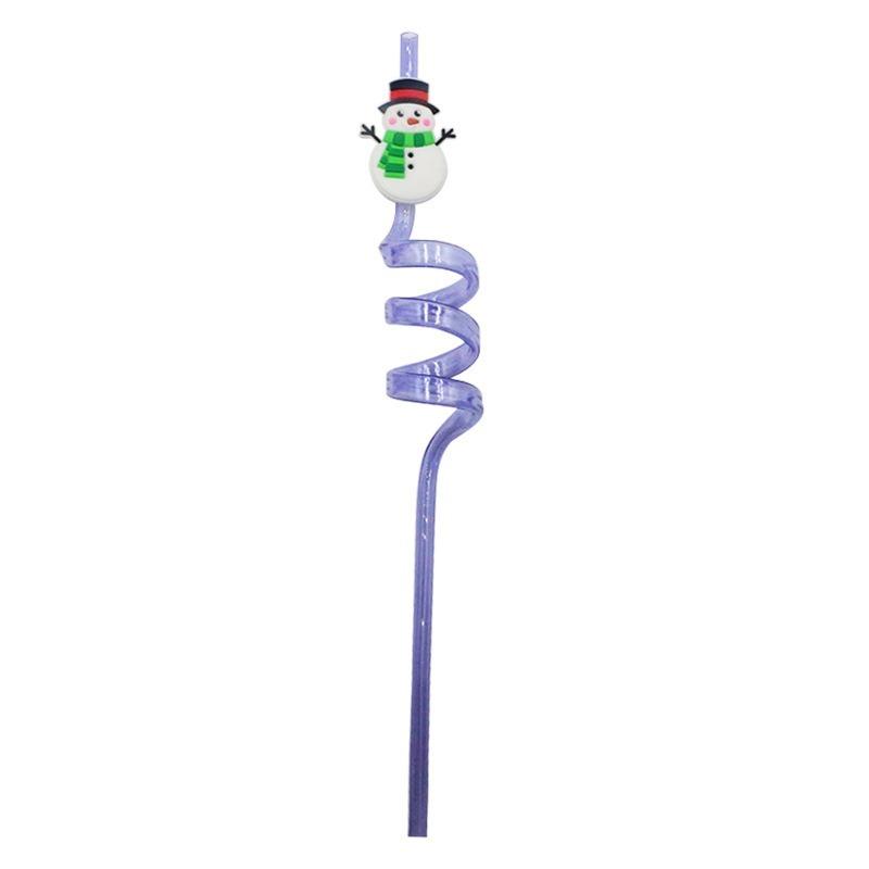 2026 New Christmas Curved Straw Christmas Party Repeatable Straw Cartoon Santa Claus Snowman Style Personalized Party Decor