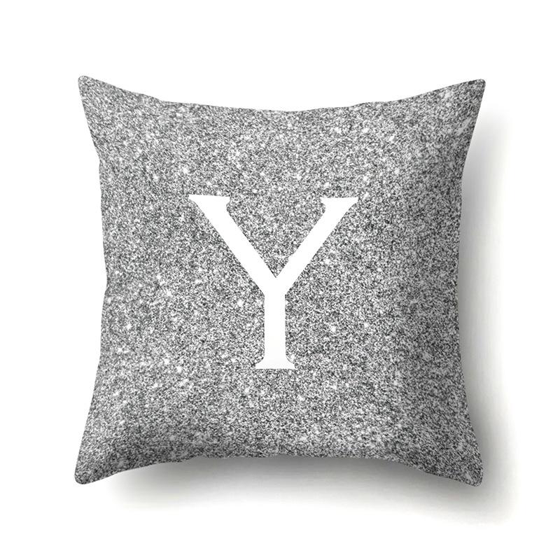 Polyester Pillowcase Home Decoration Gray Bottom Pillowcase 26 English Letter Cushion Cover