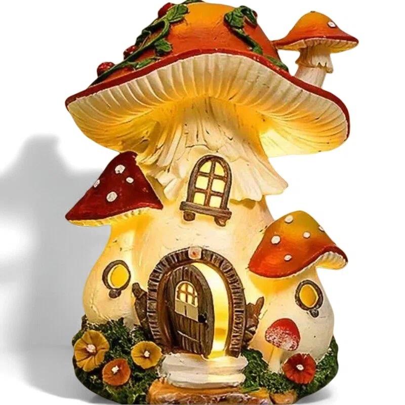 

3pcs Solar Light Mushroom House Solar Powered Waterproof LED Garden Light 3pcs pack