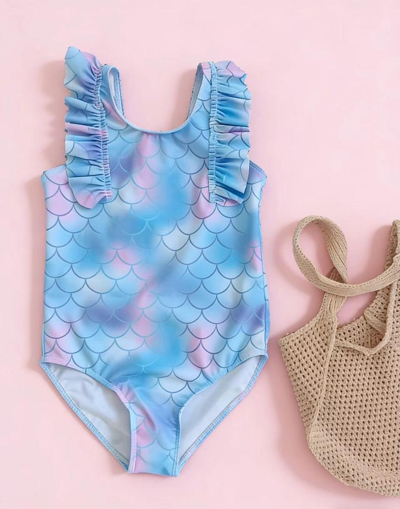 Stylový jednodílný plavecký úbor pro batolata: Roztomilý krajkový a potištěný design