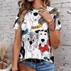 Fashion Women Retro Plush Animal Patterns Print T Shirt Funny Casual O-neck Short Sleeves T-shirt Summer Female Tee Shirt