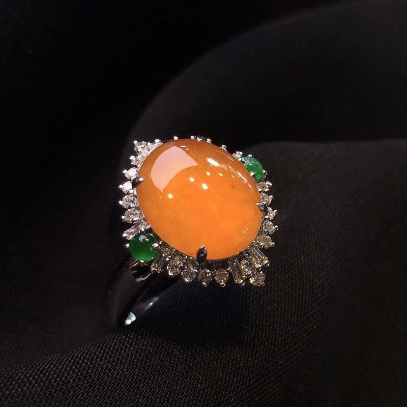 

Креативный дизайн, инкрустированный кристаллами, натуральный оранжевый желтый халцедон, большая яйцевидная поверхность, женское кольцо, великолепные роскошные ювелирные изделия resizable