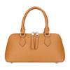 TOENCOUNTER 2-Wege Boston Tasche, Horizontale Tasche, Damen Handtasche Umhängetasche, Elegante Spaltleder Tasche aus Rindsleder 55185-CAMEL