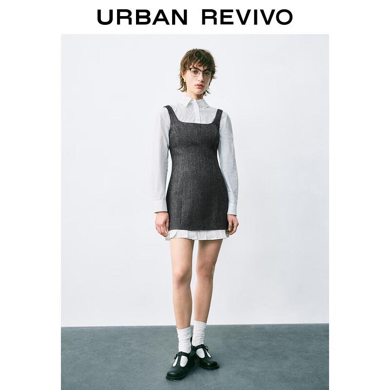 

UR French Style Colorblock Pleated Sleeveless A-Line Dress XS