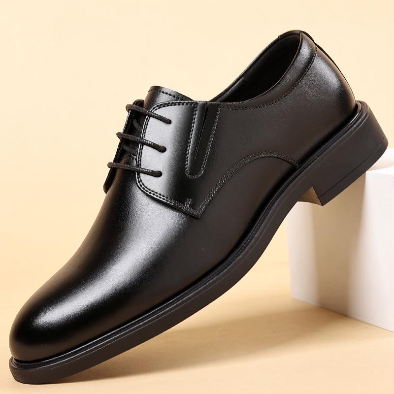 Four Seasons Leather Shoes Men's Business Dress Gentleman's Leather Shoes Low Top Lace-Up Casual Leather Shoes Men's Wedding Shoes Men's