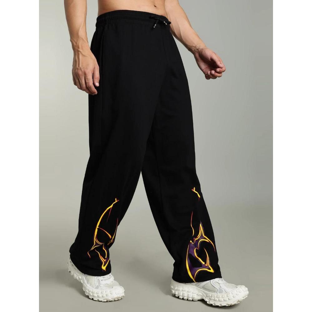Fashionable Flame Skull Large Loose Sport Men s Wide Leg Straight Tube Street Dance Gothic Quick Drying Pants S