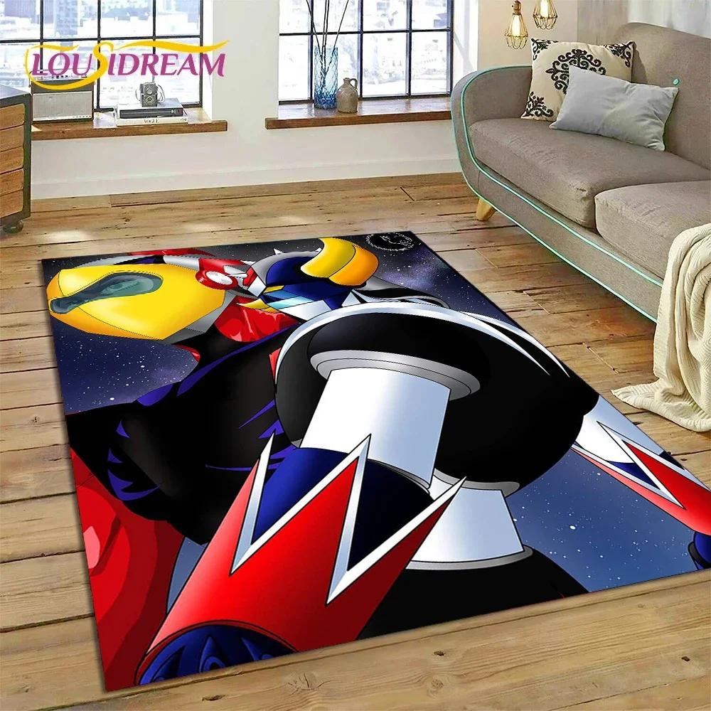 Tappeto Moquette 3D Cartone Animato UFO Robot Grendizer Anime per Camera da Letto Soggiorno Decorazione Casa Divano, Tappetino da Gioco Grande Decorativo per Bambini