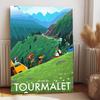 Tour de France Col du Tourmalet Paesaggio Montano Arte da Parete in Metallo Decorazione Ciclistica Alpina per Soggiorno Studio