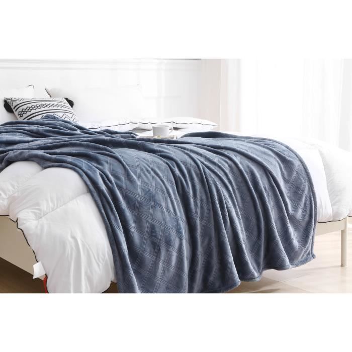 Couverture microflanelle 150x230 cm bleu marine - 360gsm
