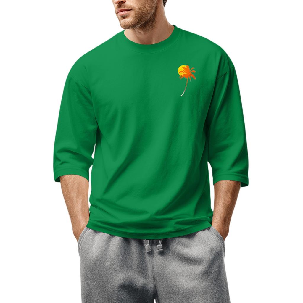 Men'S Round Neck Three-Quarters Sleeve Top Casual Fashion T-Shirt