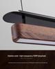 Minimalist North American Black Walnut Chandelier: Zen-Inspired Long Strip Lamp for Restaurants and Bars