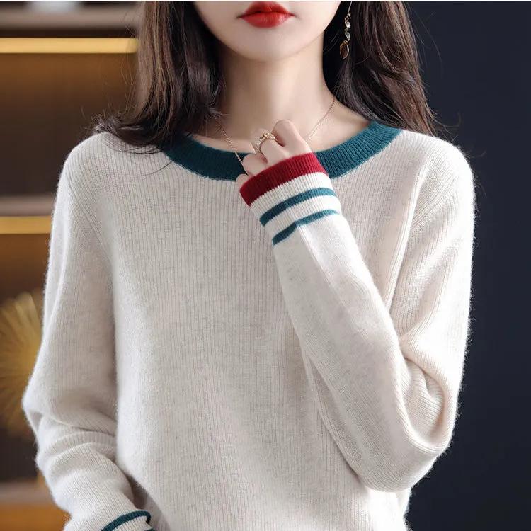 Women's Spring Knit Tops Women Casual Long Sleeve O-neck Thin Sweaters Tshirts Korean Knit Jumper Vintage Poleras New Tee