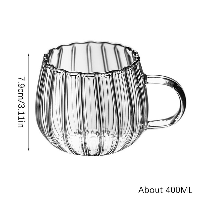 כוס זכוכית עמידה בחום עם ידית, כוס חלב לארוחת בוקר, ספלי קפה חמודים למשרד ולבית, דוגמת דלעת, כלי שתייה