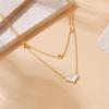 Gold Plated Mother of Pearl Heart Double Layer Necklace, Stainless Steel Dainty Hollow Heart Pendant Choker, Waterproof Jewelry for Women Gift