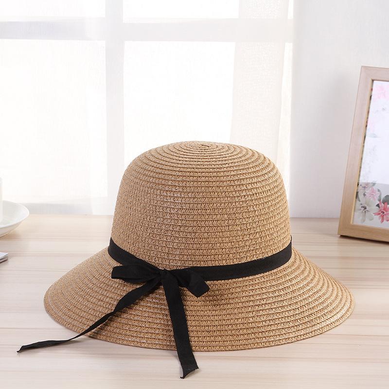 Foldable Straw Hat Children Summer Small Fresh Internet Celebrity Versatile Beach Visor Sun Protection Bucket Hat