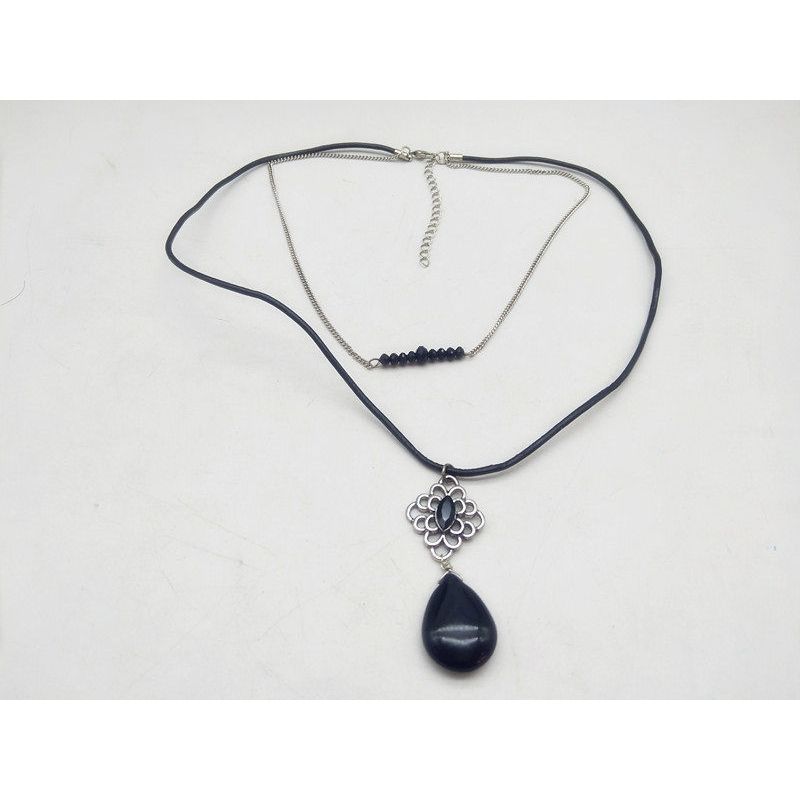A25 Foreign Trade Original Order Textured Glass Women s Necklace Ornament Black