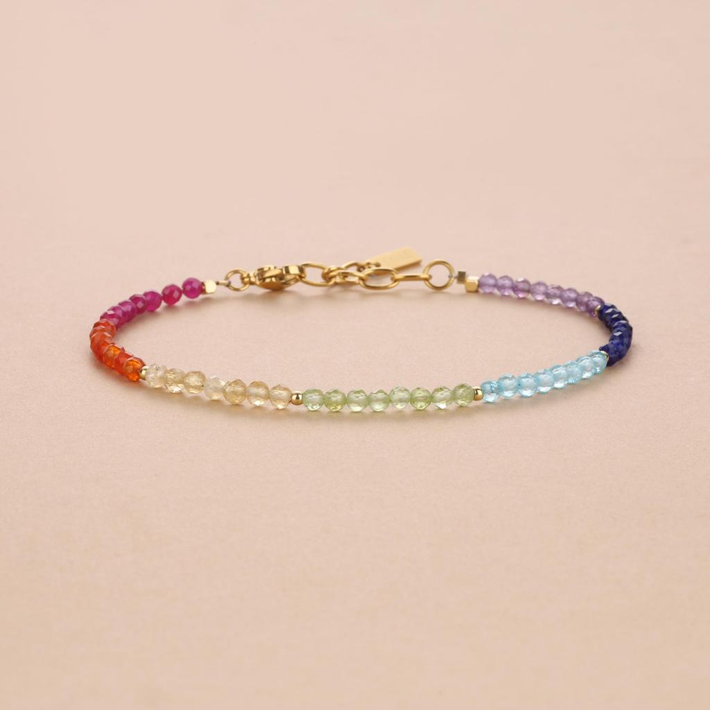 Koai 3 mm Geslepen Chakra Krachtsteen Kralenarmband voor Vrouwen