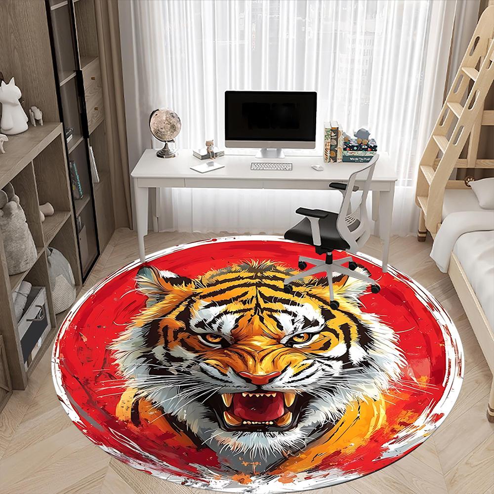 1pc Tiger Face Chair Carpet for Office Non-Slip, Lightweight, Machine Washable Rug for Office, Room - Holiday Decoryy251016022