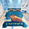 Capybara Bettbezug Set Einzelgröße, Niedliches Cartoon Tier Kinder Weiches Mikrofaser Bettwäsche Set, Bettdeckenbezug mit 1/2 Kissenbezügen