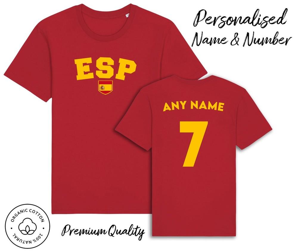 

Espana ESP T-Shirt 2024 Personalised Name and No Adult Kids Baby, Football Euro 3XL
