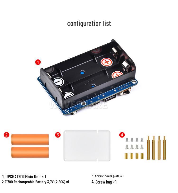 Raspberry Pi UPS 21700 High-Capacity Battery Expansion Board with Spring Pin