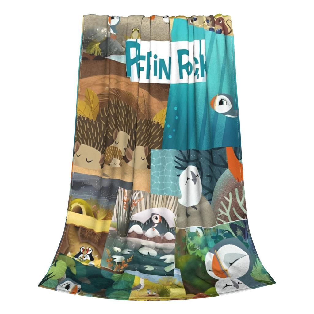 Puffin Rock and the New Friends Cartoon Anime Blanket Multiple Sizes Warm Cozy Fluffy Throw Blankets for Couch Sofa and Bed