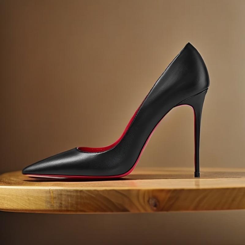 Lys nude svart matt skinn med spiss 12 cm ultrafin hæl høyhælsko, moteriktige og allsidige profesjonelle sko