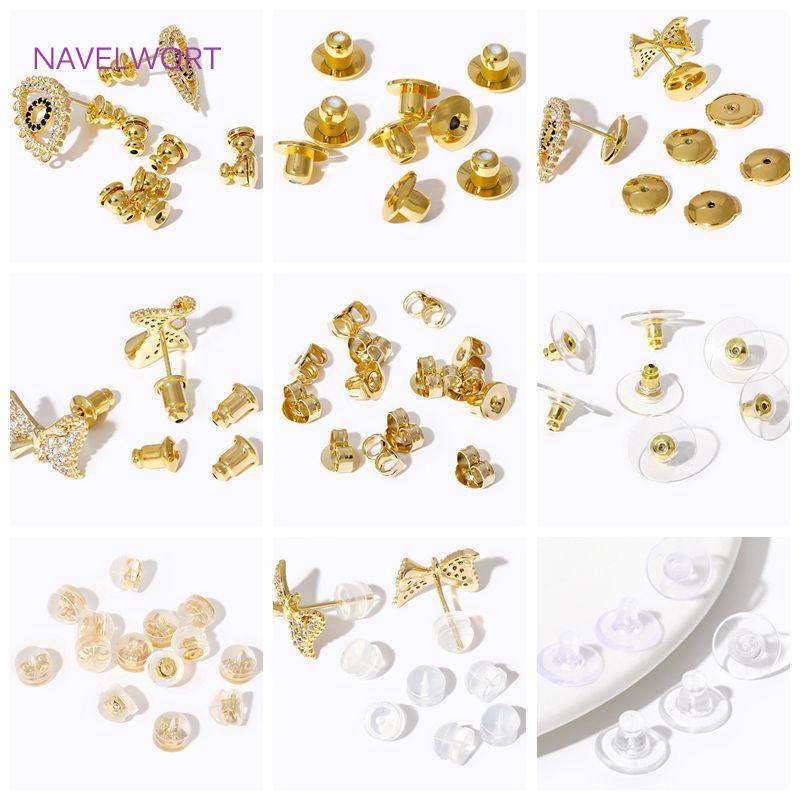 50/100Pcs 14K Gold Plate Brass Earing Back Stopper Butterfly Earing Plug For Jewelry Making DIY Earring Jewelry Accessories