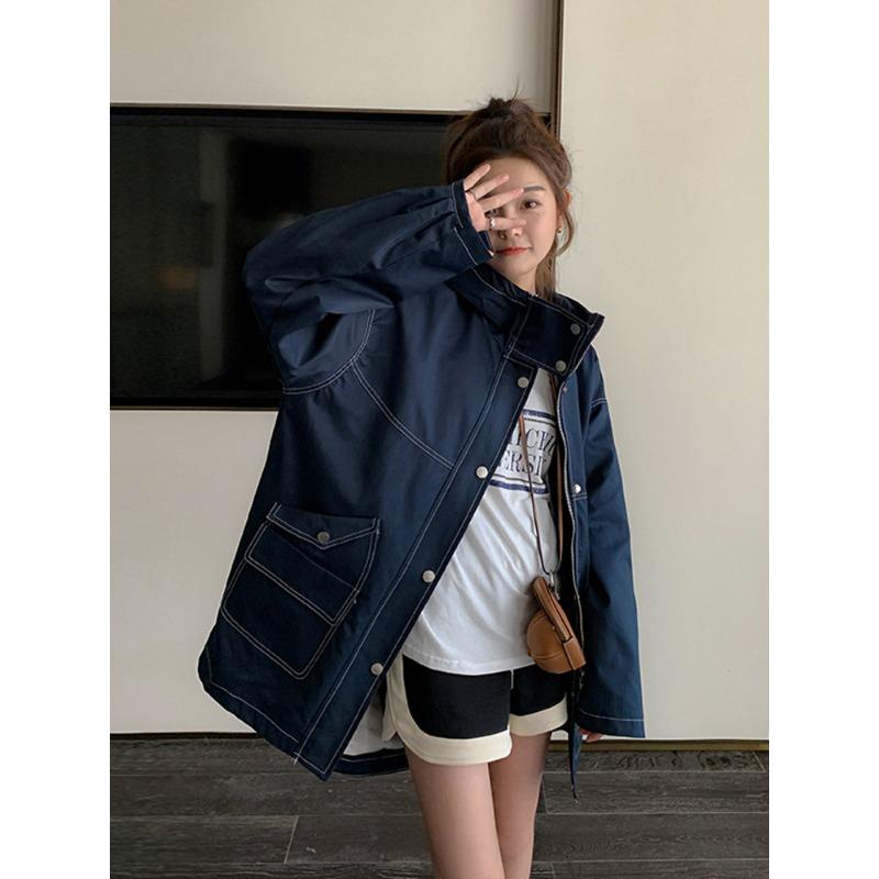 Workwear Trench Coat Women's Mid-length Spring and Autumn Loose Design Niche Casual Coat