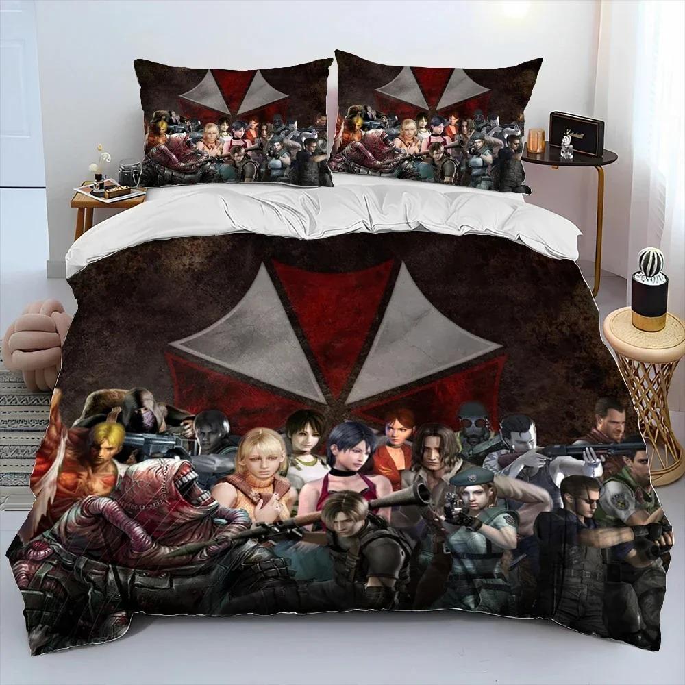 

3D R-Resident Evil Games Gamer Comforter Постельное белье, пододеяльник, наволочка, размер king-size, комплект постельного белья для мальчиков 135x200cm 2pcs