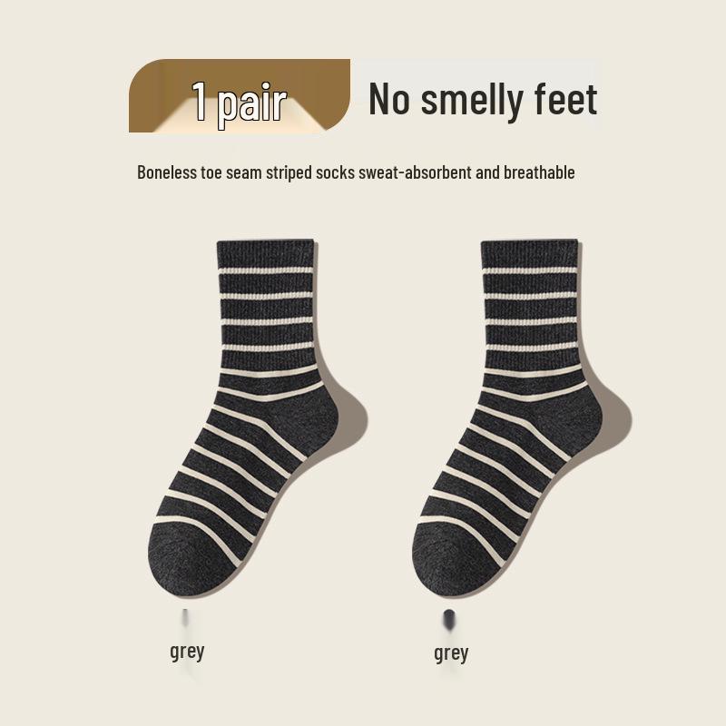 

Женские хлопковые носки в полоску до середины икры - Влагоотводящие, Дышащие, Устойчивые к запаху, Не скатывающиеся, Нескользящие, Цвета Y2K One Size серый