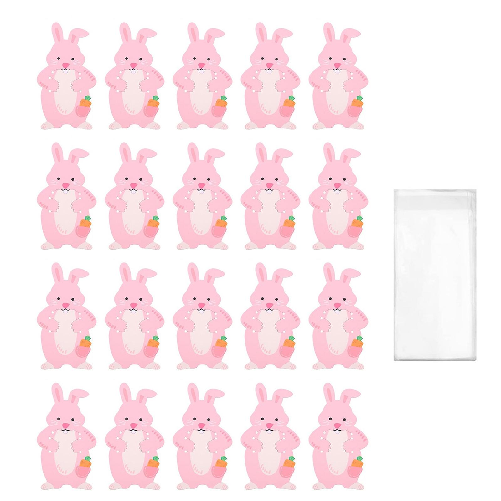 

20 шт./набор пакеты для пасхальной вечеринки с поздравительными открытками и точечными клейкими наклейками, открытки в форме кролика с прозрачным маленьким кармашком